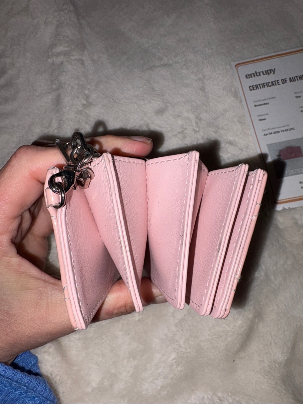 Dior jasmine cannage card holder in rose patent. With COA - Picture 3 of 6